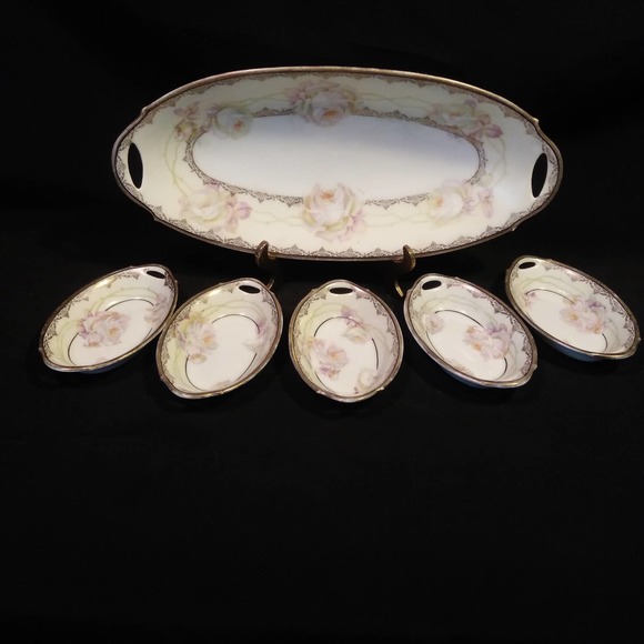 6 Pc Antique Bavarian Serving Set 1910 L.D.B.Co Prince Regent - Picture 7 of 16